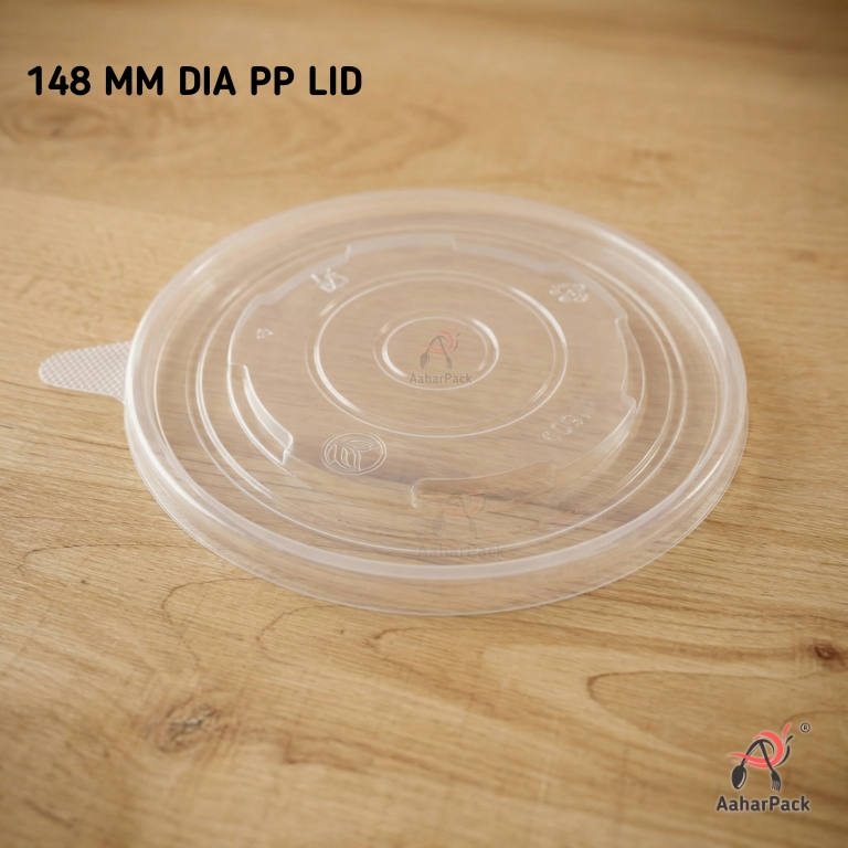 148 MM DIA Transparent PP Lids for 500ml, 750ml & 1000ml Bowls | Leak-Proof Salad & Cold And Hot Beverage Lids