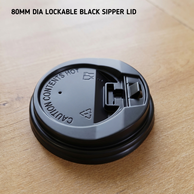 80 MM  Black Color Lockable  Sipper Lid