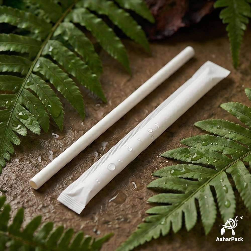 12MM White Wrapped Paper Straw