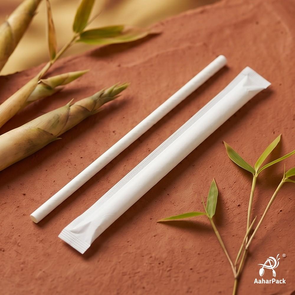 6MM White Wrapped Paper Straw