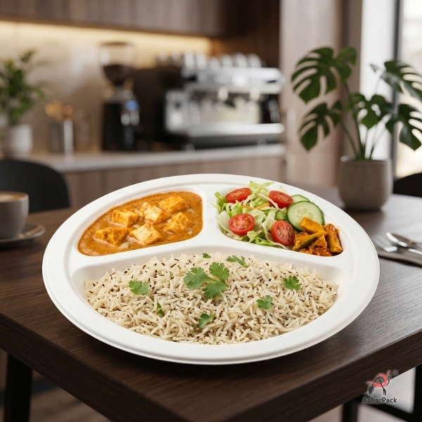 10 Inch 3CP Bagasse Round Plate
