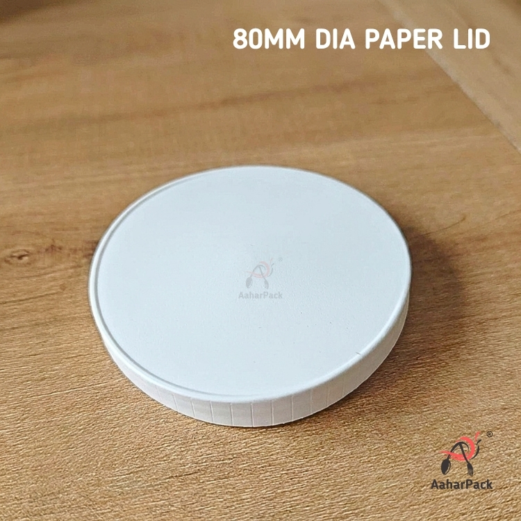 80 MM DIA White Paper Flat Lid