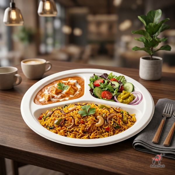 9 Inch 3 CP Bagasse Round Plate