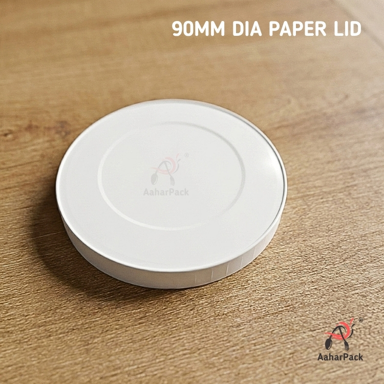 90 MM DIA White Paper Flat Lid