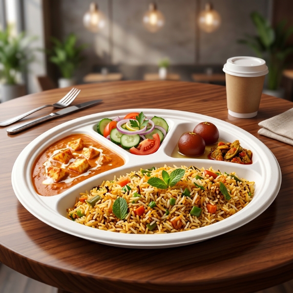 12 Inch 4 CP Bagasse Round Plate