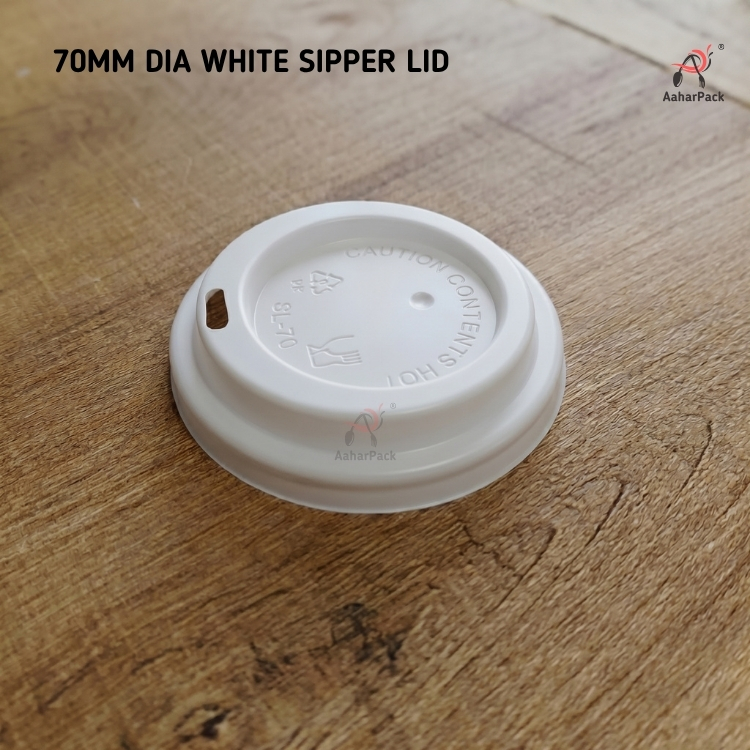 70 MM DIA HIPS Plastic White Sipper Lids