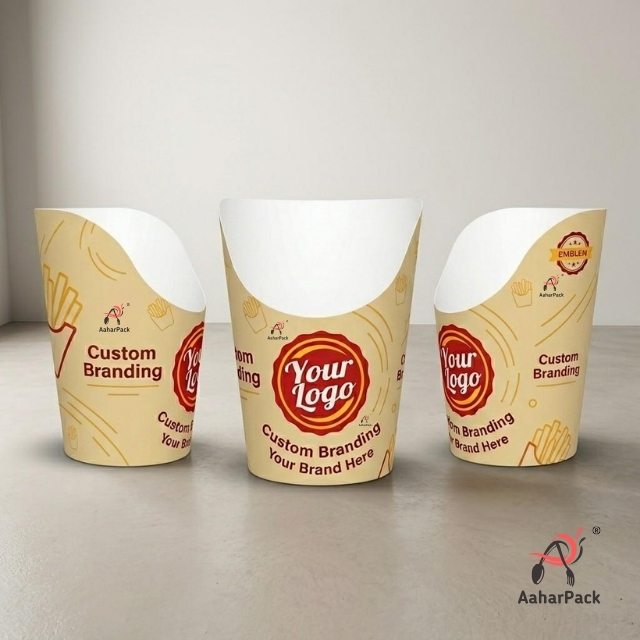 300 ML Custom Logo Printed French Fries Cups | 10 OZ Personalized Scoop Cups