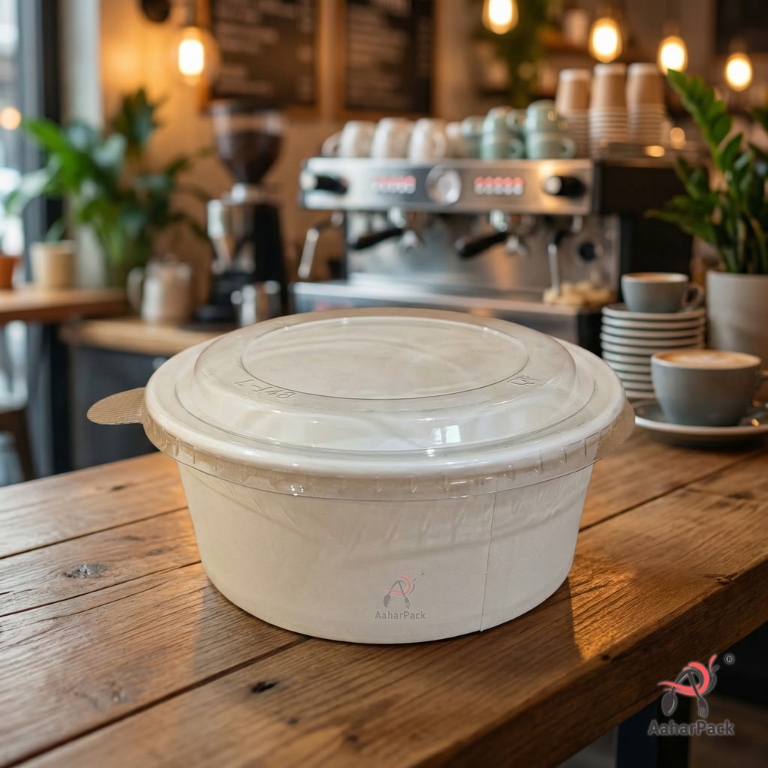 148 MM DIA Transparent PP Lids for 500ml, 750ml & 1000ml Bowls | Leak-Proof Salad & Cold And Hot Beverage Lids