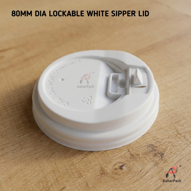 80 MM White Color Lockable  Sipper Lid