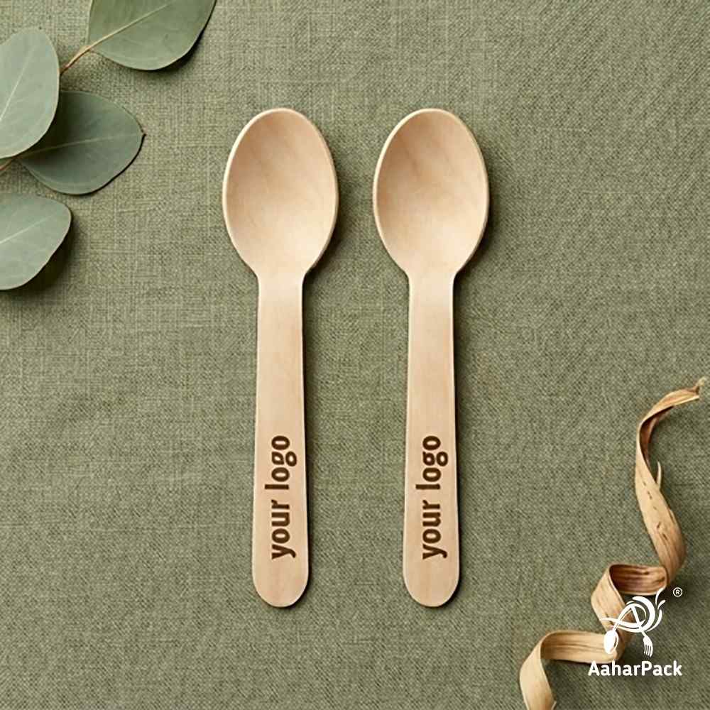 160MM Custom Logo Printed Wooden Spoon